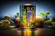 Légumes dans des tubes en verre - Recherche sur l'alimentation du futur - Générative IA