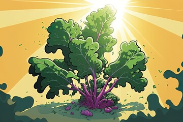 Wall Mural - Sunlight encourages the growth of kale. Generative AI