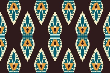 Ikat tribal Indian seamless pattern Ethnic Aztec fabric carpet mandala ornament native boho tribal textile Geometric African American oriental tranditional vector illustrations Embroidery style motif.