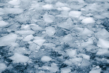 Close Up On Sea Ice Floating Off The Coast Of Antarctica