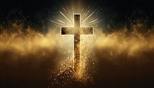 Golden Holy Cross Sparkling Created With Generative Ai Technology