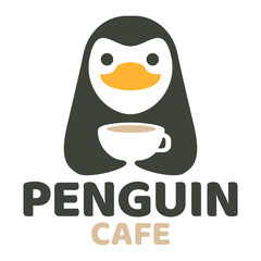 Wall Mural - Modern mascot flat design simple minimalist cute penguin logo icon design template vector with modern illustration concept style for cafe, coffee shop, restaurant, badge, emblem and label