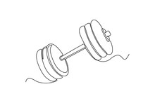 Continuous One Line Drawing Dumbbells. Fitness Equipment Concept. Single Line Draw Design Vector Graphic Illustration.