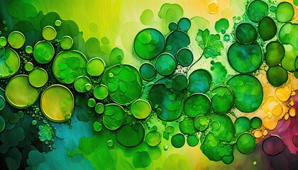 Wall Mural - Saint Patrick's Day Alcohol ink painting with Bright color palette: A Beautiful Unique Artistic Designer Wallpaper Background Template for Celebration Presentation, Ad, and all Purposes generative AI