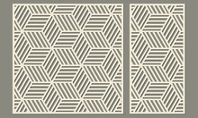 Abstract Geometric Pattern Of Polygonal Shape And Connect With A Line. Laser Cutting Decorative Panel Template For Cutting Plywood, Wood, Paper, Cardboard And Metal.