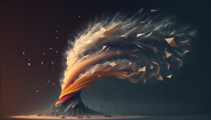 Aufkleber - Tornado of digital disruption and innovation full of data particles flying around created with generative ai technology