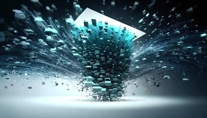 Aufkleber - Tornado of digital disruption and innovation full of data particles flying around created with generative ai technology