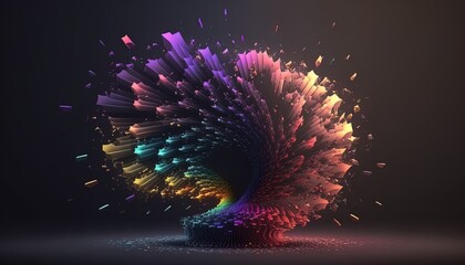 Aufkleber - Neon Tornado of digital disruption and innovation full of data particles flying around created with generative ai technology