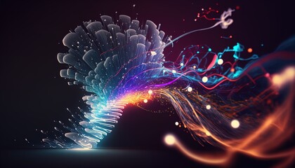 Aufkleber - Neon Tornado of digital disruption and innovation full of data particles flying around created with generative ai technology