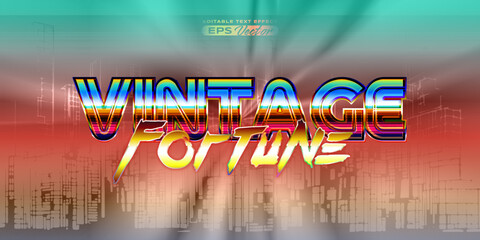 Wall Mural - Retro futuristic 80s editable text effect style vintage fortune vibrant back to the future theme