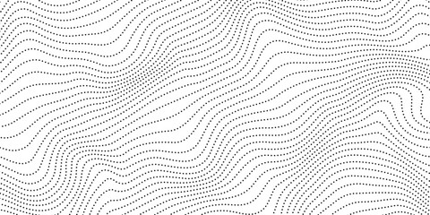 Poster - Dotted wave lines background. Abstract stripes texture. Warped and curved lines wallpaper. Vector minimalistic design template