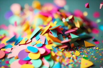 Canvas Print - a close-up of a pile of colorful confetti, ready to be scattered, created with generative ai