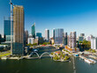 Aerial view of Elizabeth Quay of Perth city in daytime