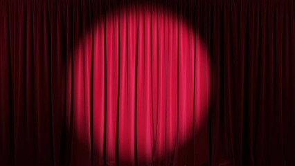 Wall Mural - theater stage with red velvet curtains and spotlights. looping animation, 4k