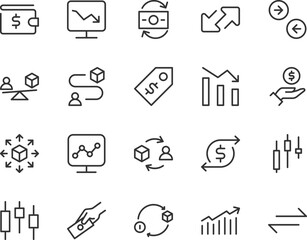 Poster - trading line icon set with editable stroke