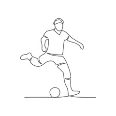 Wall Mural - Soccer One line drawing on white background