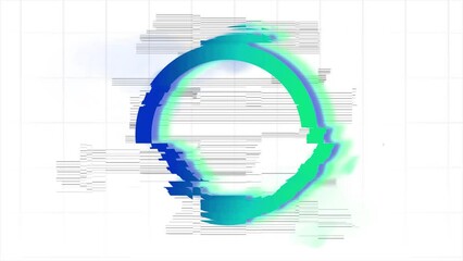 Neon Colorful Circle Distortion Animation with Glitch Effect. Futuristic Modern Background. 4K