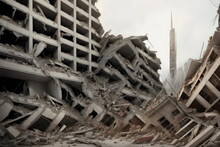 Earthquake Natural Disaster Destruction Broken Buildings Depressing Ai Generated Photo Broken Buildings Demolished Sad Image
