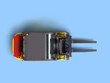 forklift loader top view industrial vehicle concept 3d render on blue background