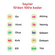 © Didi Art - Poster with numbers from ten to hundred, educational material in turkish. Vector illustration