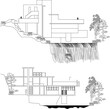 Vector sketch of illustration of modern minimalist home design by frank lloyd wright