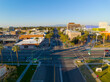 Mesa city center aerial view on Center Street at 1st Avenue at sunset, Mesa, Arizona AZ, USA. 