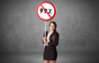 © ra2 studio - Young business person holdig traffic sign concept