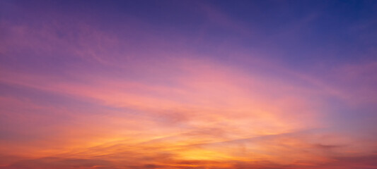 photos of twilight sky before sunrise or after sunset, clouds fill the sky, panorama image. orange t