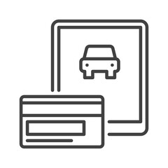Poster - Car Rental App on Tablet Screen vector Online Payment concept outline icon