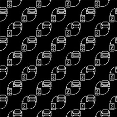 Wall Mural - Car Rental Online with Smartphone vector outline dark seamless pattern