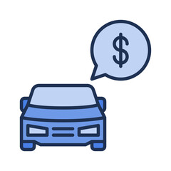 Sticker - Car Rental Price vector concept blue icon or sign