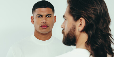 Wall Mural - Male diversity and beauty: Grooming personified in a studio