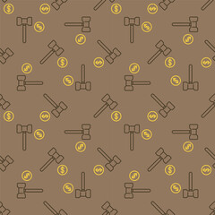 Wall Mural - Gavel with Dollar Coin vector Corruption concept seamless pattern