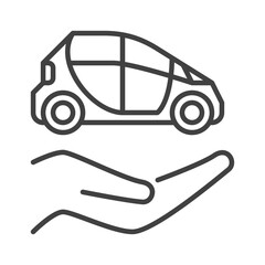 Poster - Hand with Vehicle vector Rent a Car concept linear icon