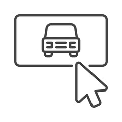 Poster - Mouse Click on Car Button vector Online Booking concept outline icon