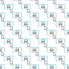 Poster - Mouse Click on Car Button vector Online Booking outline seamless pattern