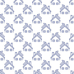 Poster - Roof Repair vector House with Hammer linear seamless pattern
