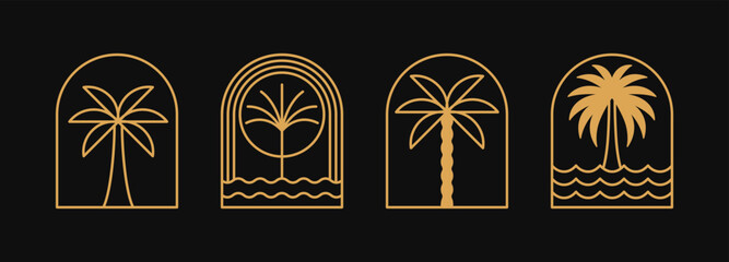 vector logo design template with palm tree - abstract summer and vacation badge and emblem for holid