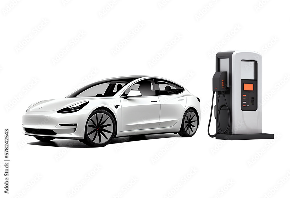 EV charging station for electric car in concept, EV car, isolated on ...