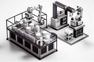 Poster - Concept of automotive production. 3d robot hand. Generative AI, Generative, AI