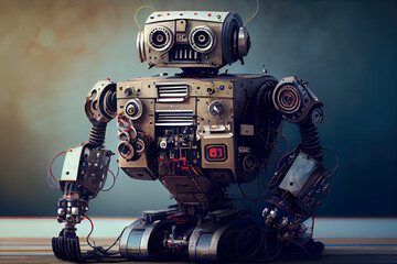 Poster - small futuristic 3d robot. Generative AI, Generative, AI