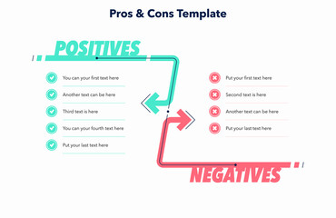 simple pros and cons template with place for your content. simple flat template for data visualizati