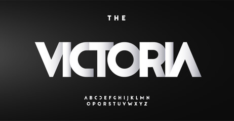 Wall Mural - Cutout paper alphabet, sans serif letters, sleek versatile font for modern logo, emphasis headline, contemporary typography, attention-grabbing typographic design. Vector typeset