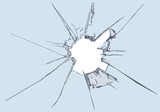 Fototapeta Londyn - Illustration vectorielle montrant un impact sur une vitre pour symboliser les assurances contre les actes de vandalisme.