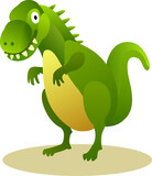 Fototapeta Dinusie - Green T-Rex Dinosaur Vector Illustration, Child Concept, Smiling Dinosaur