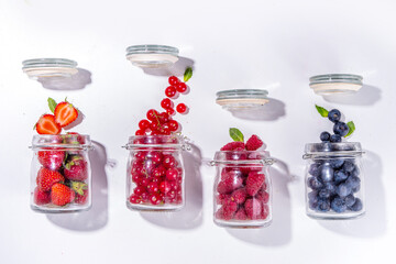 Wall Mural - Fruit an berry in jam jars