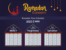 Gradient Ramadan Schedule Calendar Template Design