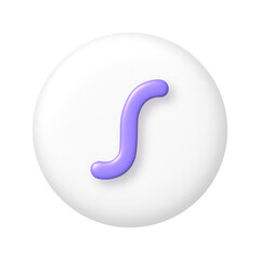Math 3D icon. Purple function sign on white round button. 3d realistic design element.