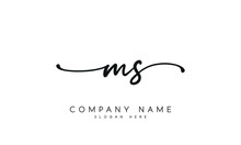 Handwriting Letter Ms Logo Design On White Background.