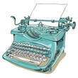 Hand-drawn Vector Vintage typewriter with paper sheet isolated on white